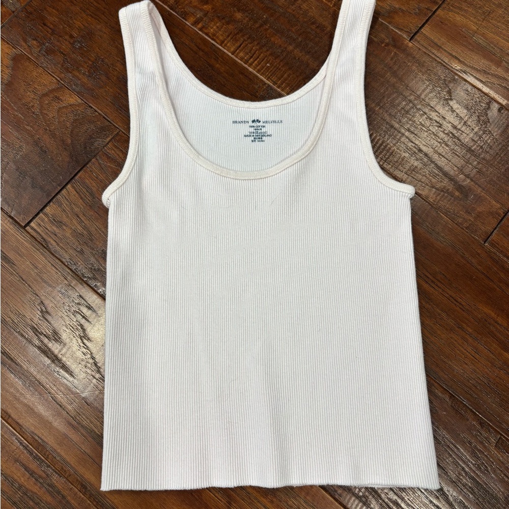 Brandy Melville Cream Ribbed Tank Top